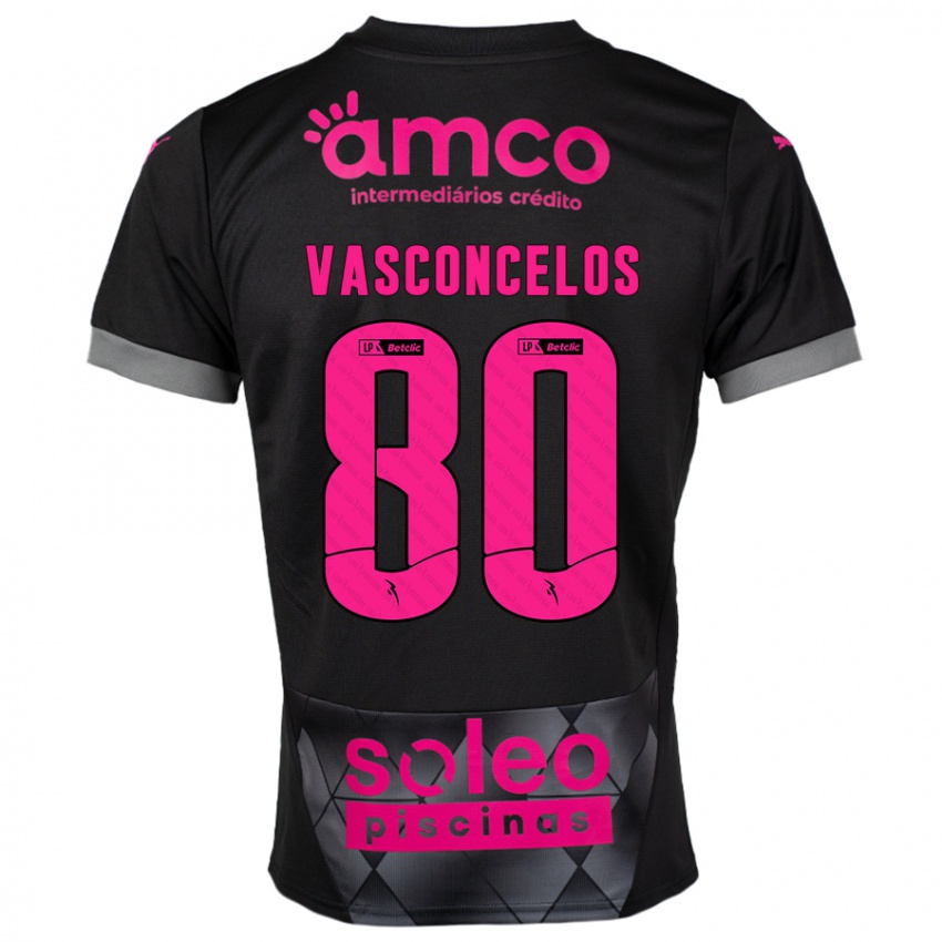 Niño Camiseta Vasconcelos #80 Negro Rosa 2ª Equipación 2024/25 La Camisa Argentina