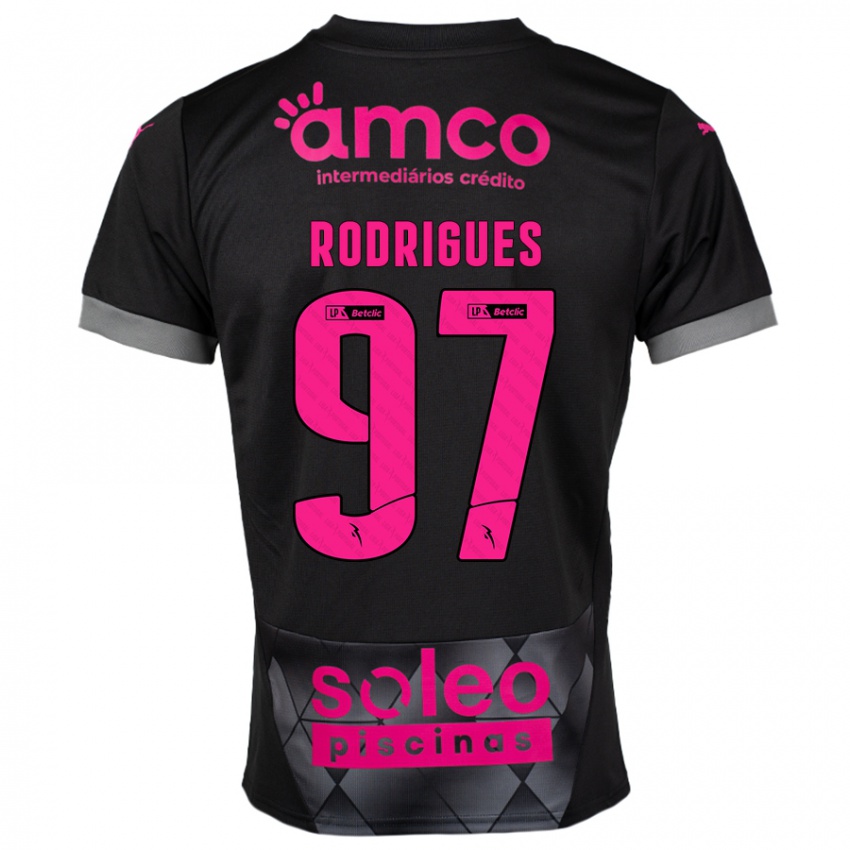 Niño Camiseta Dinis Rodrigues #97 Negro Rosa 2ª Equipación 2024/25 La Camisa Argentina