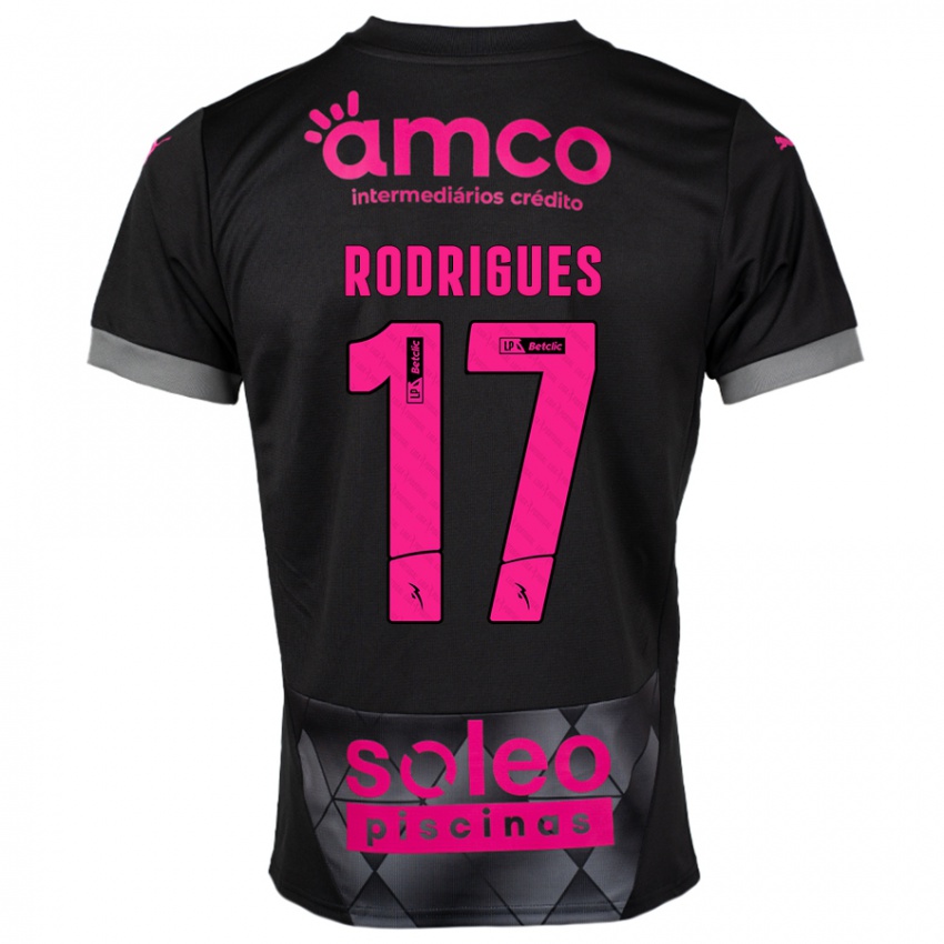 Niño Camiseta Tânia Rodrigues #17 Negro Rosa 2ª Equipación 2024/25 La Camisa Argentina