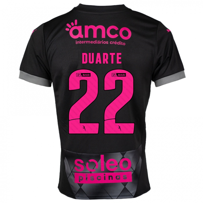 Niño Camiseta Vânia Duarte #22 Negro Rosa 2ª Equipación 2024/25 La Camisa Argentina