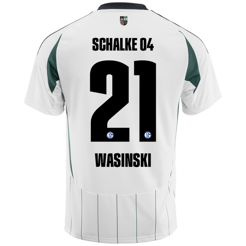 Niño Camiseta Martin Wasinski #21 Blanco Verde 2ª Equipación 2024/25 La Camisa Argentina