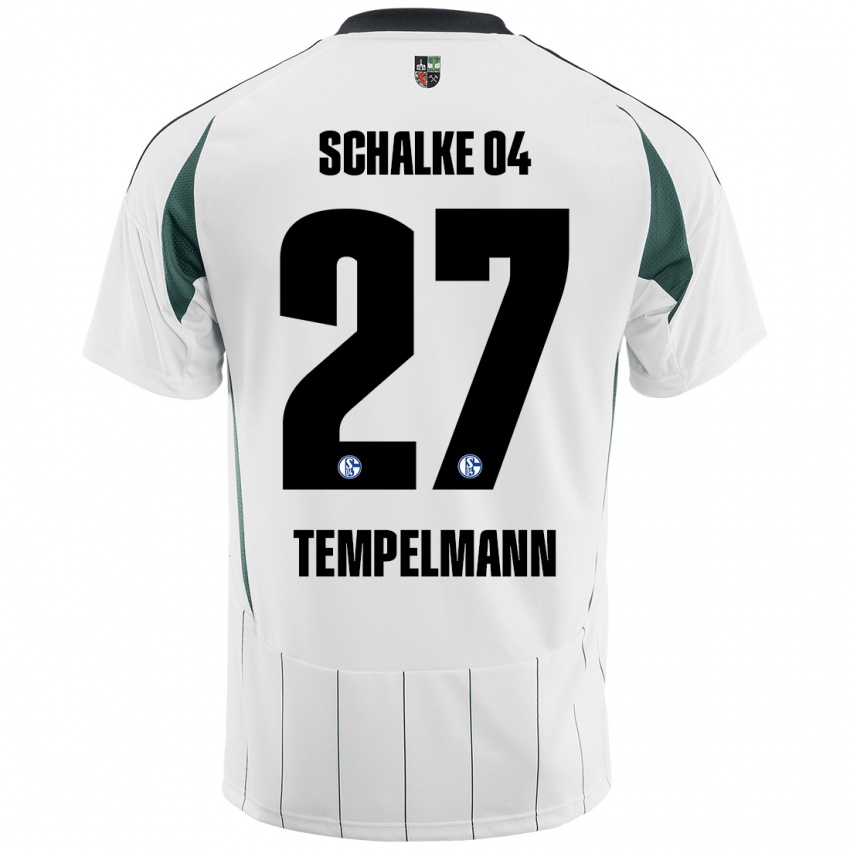 Niño Camiseta Lino Tempelmann #27 Blanco Verde 2ª Equipación 2024/25 La Camisa Argentina