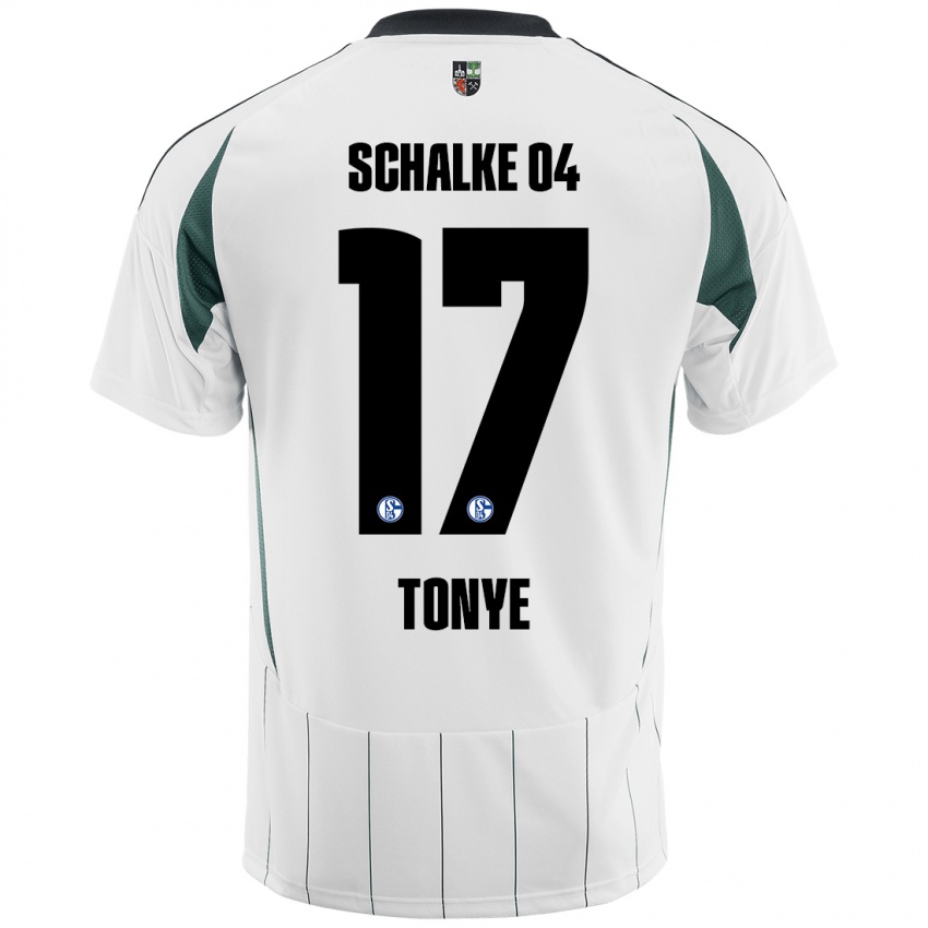 Niño Camiseta Yannick Tonye #17 Blanco Verde 2ª Equipación 2024/25 La Camisa Argentina