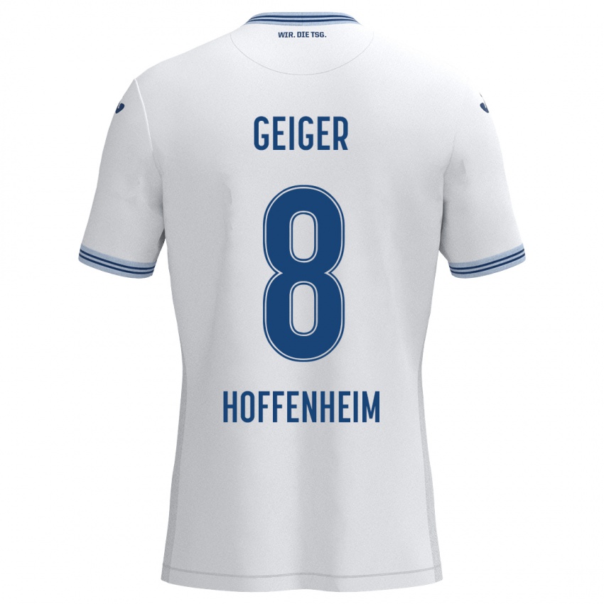 Niño Camiseta Dennis Geiger #8 Blanco Azul 2ª Equipación 2024/25 La Camisa Argentina