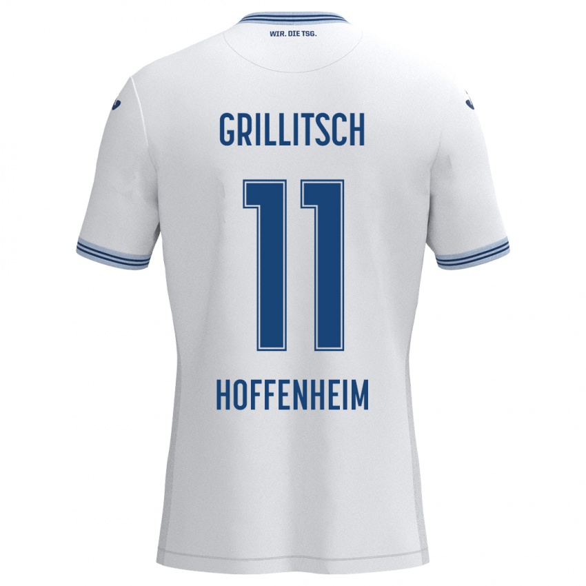 Niño Camiseta Florian Grillitsch #11 Blanco Azul 2ª Equipación 2024/25 La Camisa Argentina