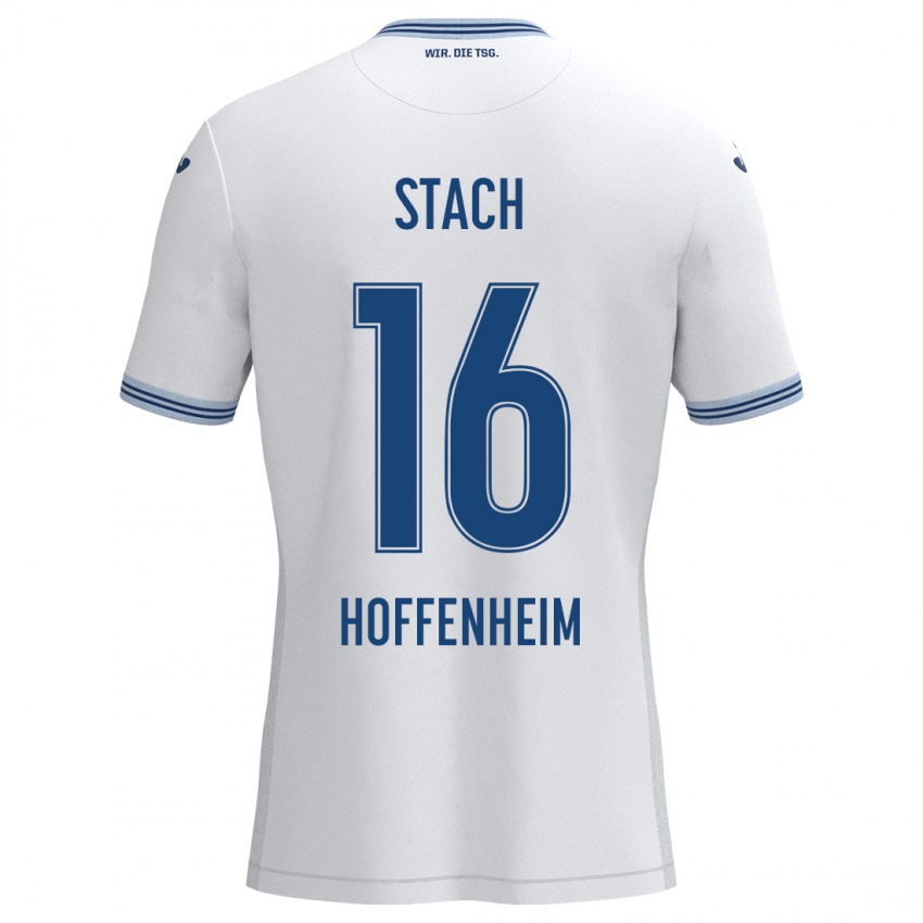 Niño Camiseta Anton Stach #16 Blanco Azul 2ª Equipación 2024/25 La Camisa Argentina