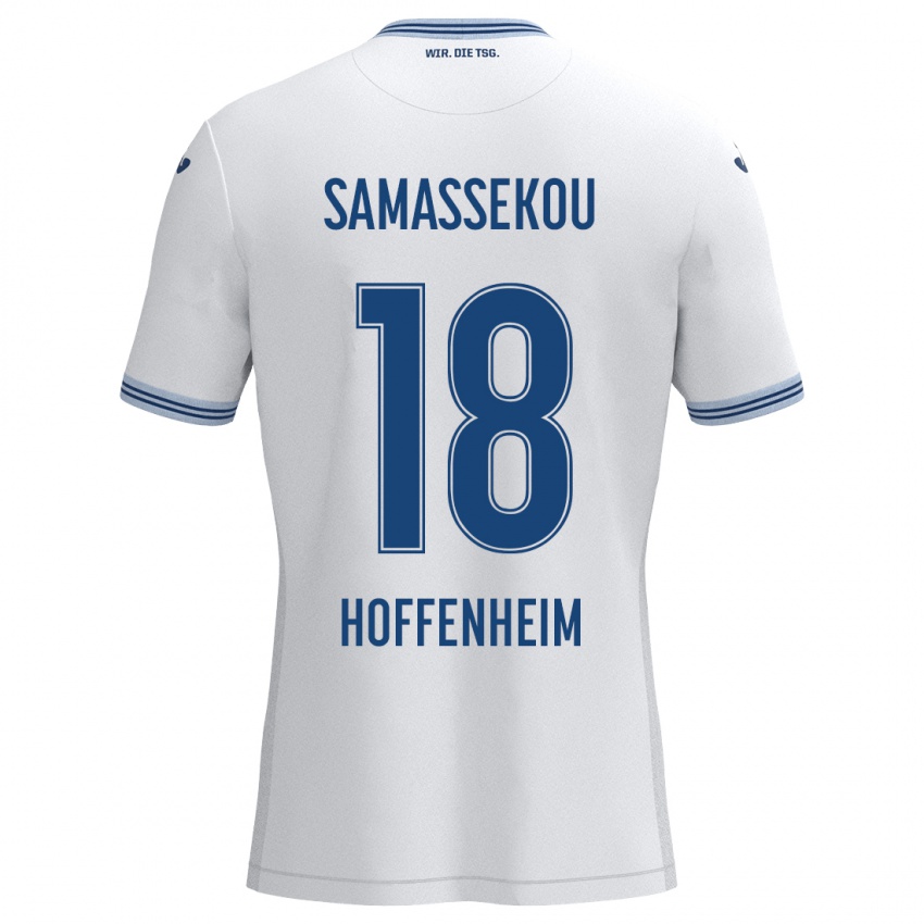 Niño Camiseta Diadié Samassékou #18 Blanco Azul 2ª Equipación 2024/25 La Camisa Argentina