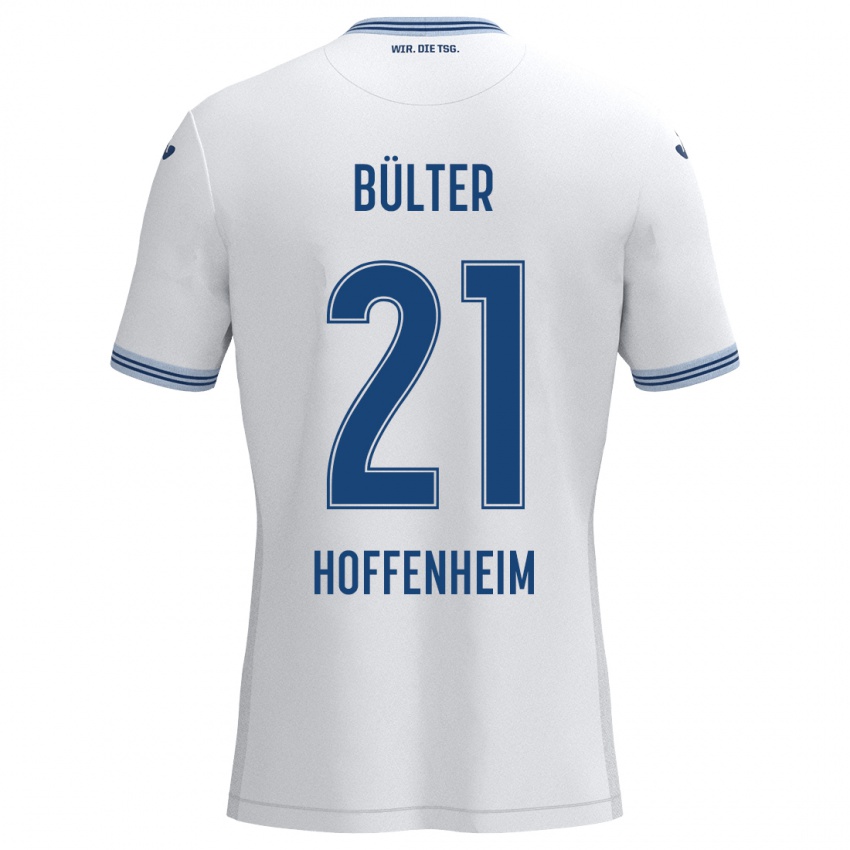 Niño Camiseta Marius Bülter #21 Blanco Azul 2ª Equipación 2024/25 La Camisa Argentina