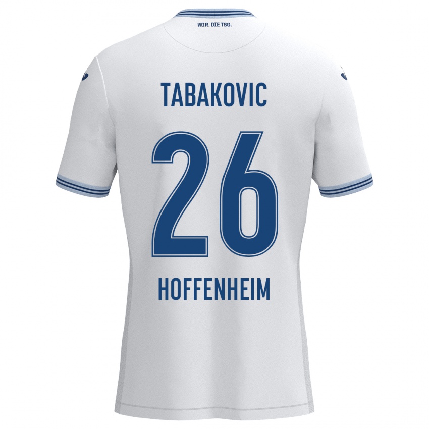 Niño Camiseta Haris Tabakovic #26 Blanco Azul 2ª Equipación 2024/25 La Camisa Argentina