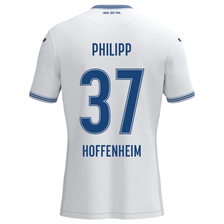 Niño Camiseta Luca Philipp #37 Blanco Azul 2ª Equipación 2024/25 La Camisa Argentina