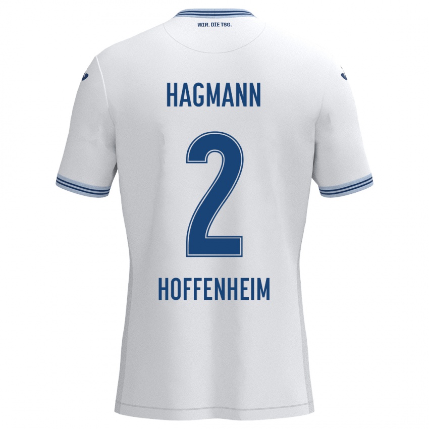 Niño Camiseta Felix Hagmann #2 Blanco Azul 2ª Equipación 2024/25 La Camisa Argentina