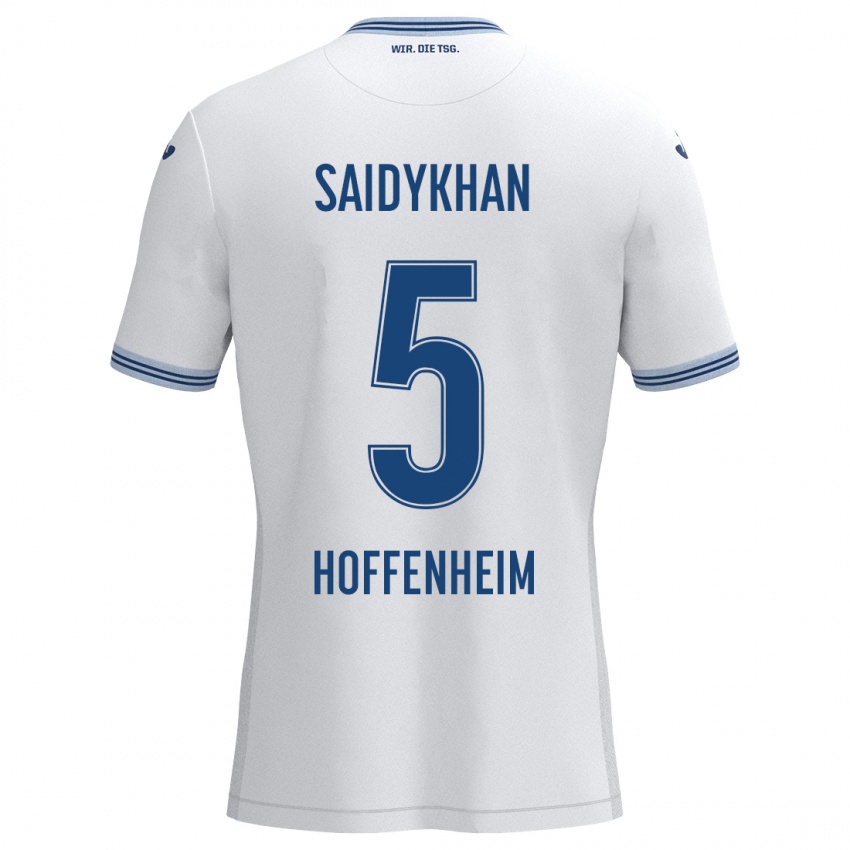 Niño Camiseta Ibrahim Saidykhan #5 Blanco Azul 2ª Equipación 2024/25 La Camisa Argentina