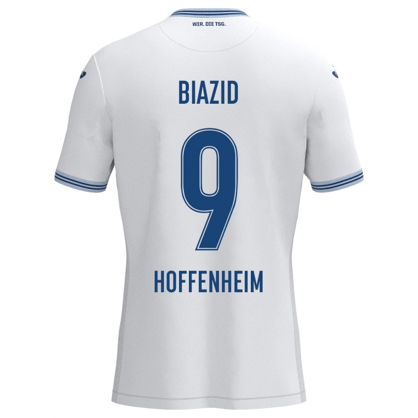 Niño Camiseta Zain Biazid #9 Blanco Azul 2ª Equipación 2024/25 La Camisa Argentina