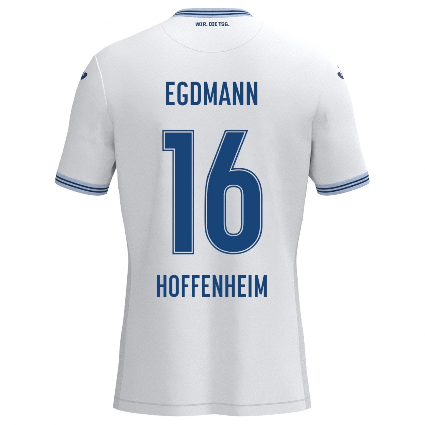 Niño Camiseta Mika Egdmann #16 Blanco Azul 2ª Equipación 2024/25 La Camisa Argentina