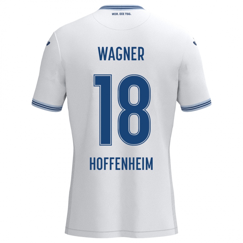 Niño Camiseta Ricardo Wagner #18 Blanco Azul 2ª Equipación 2024/25 La Camisa Argentina