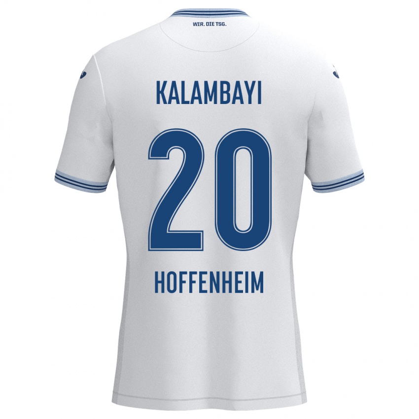 Niño Camiseta Simon Kalambayi #20 Blanco Azul 2ª Equipación 2024/25 La Camisa Argentina