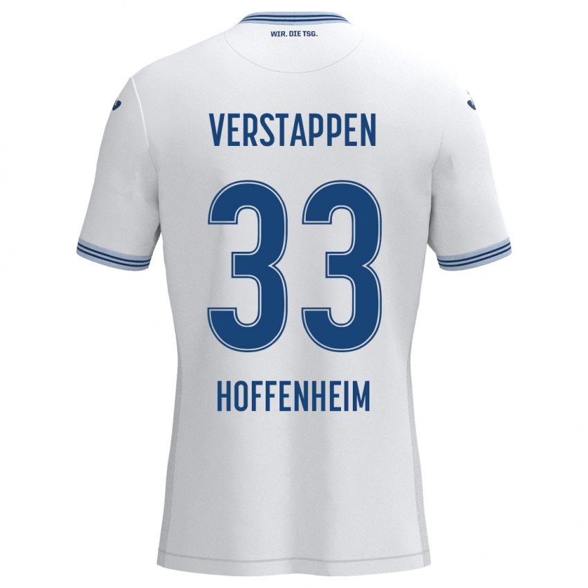 Niño Camiseta Eric Verstappen #33 Blanco Azul 2ª Equipación 2024/25 La Camisa Argentina