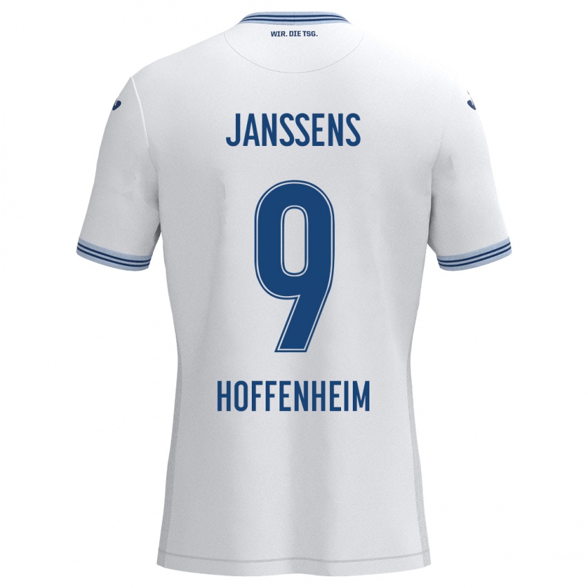 Niño Camiseta Jill Janssens #9 Blanco Azul 2ª Equipación 2024/25 La Camisa Argentina