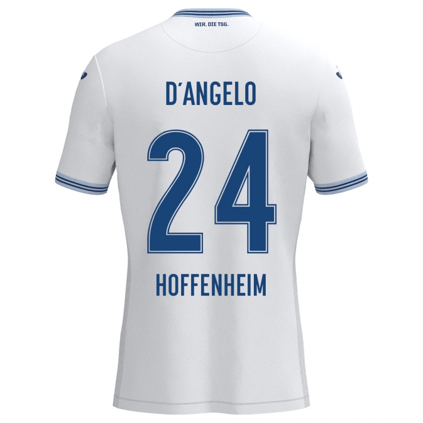 Niño Camiseta Chiara D'angelo #24 Blanco Azul 2ª Equipación 2024/25 La Camisa Argentina