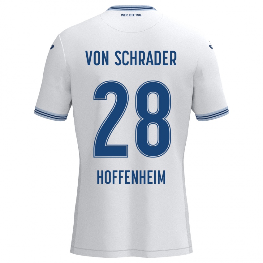 Niño Camiseta Lina Von Schrader #28 Blanco Azul 2ª Equipación 2024/25 La Camisa Argentina