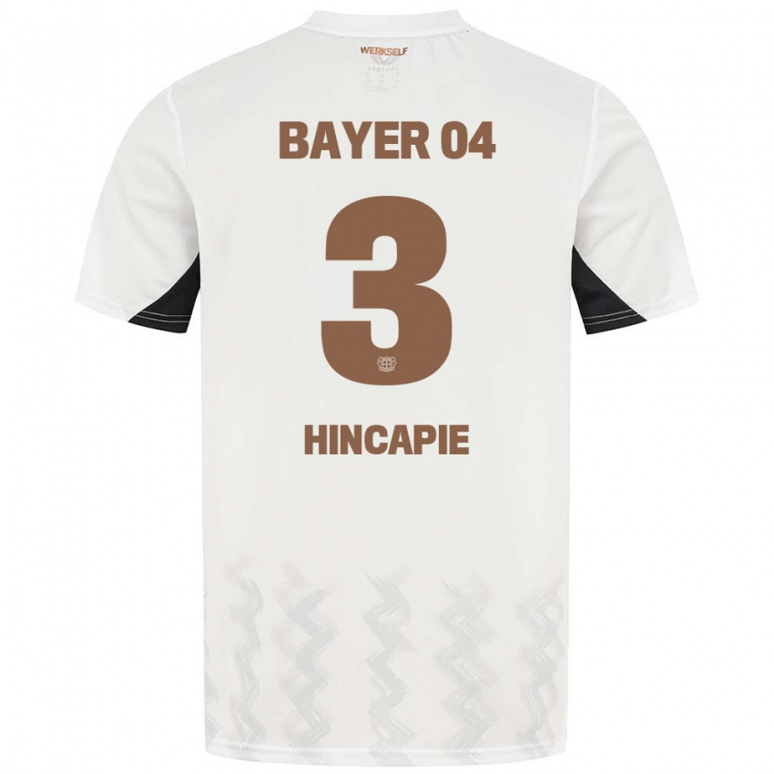 Niño Camiseta Piero Hincapié #3 Blanco Negro 2ª Equipación 2024/25 La Camisa Argentina