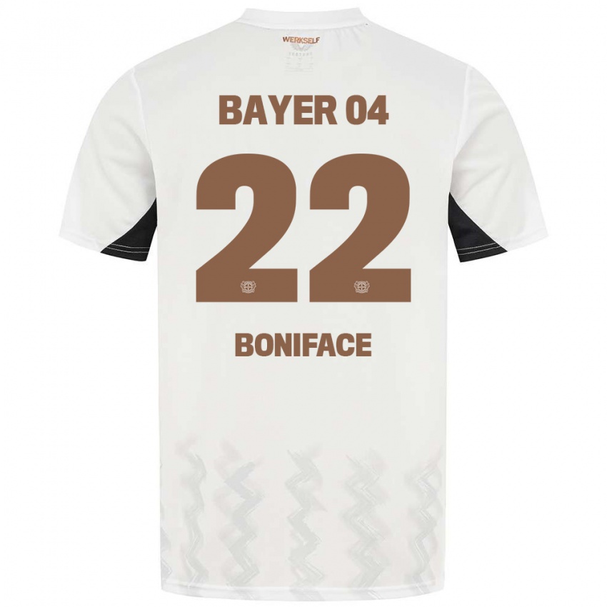 Niño Camiseta Victor Boniface #22 Blanco Negro 2ª Equipación 2024/25 La Camisa Argentina