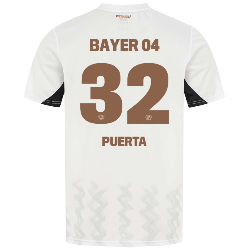 Niño Camiseta Gustavo Puerta #32 Blanco Negro 2ª Equipación 2024/25 La Camisa Argentina