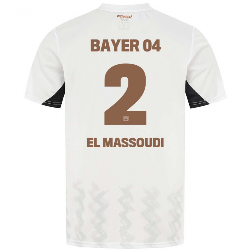 Niño Camiseta Nassim El Massoudi #2 Blanco Negro 2ª Equipación 2024/25 La Camisa Argentina