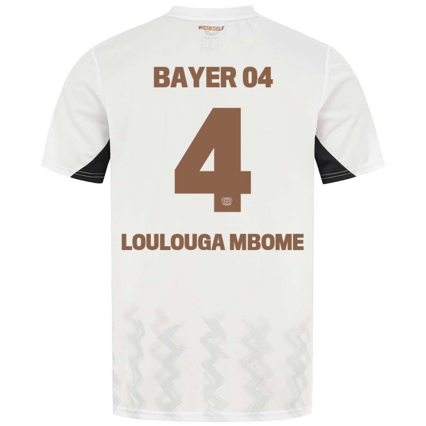 Niño Camiseta Adrien Loulouga Mbome #4 Blanco Negro 2ª Equipación 2024/25 La Camisa Argentina