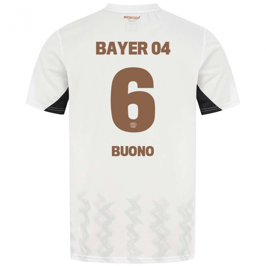 Niño Camiseta Francesco Buono #6 Blanco Negro 2ª Equipación 2024/25 La Camisa Argentina