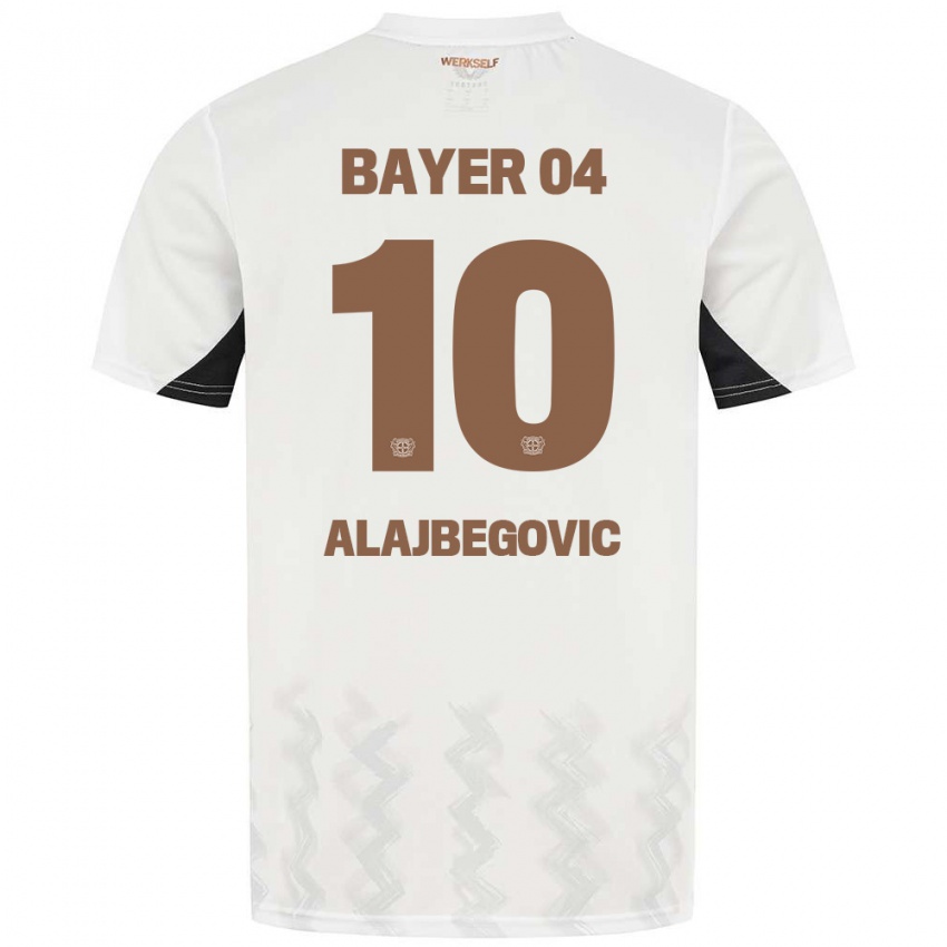 Niño Camiseta Kerim Alajbegovic #10 Blanco Negro 2ª Equipación 2024/25 La Camisa Argentina