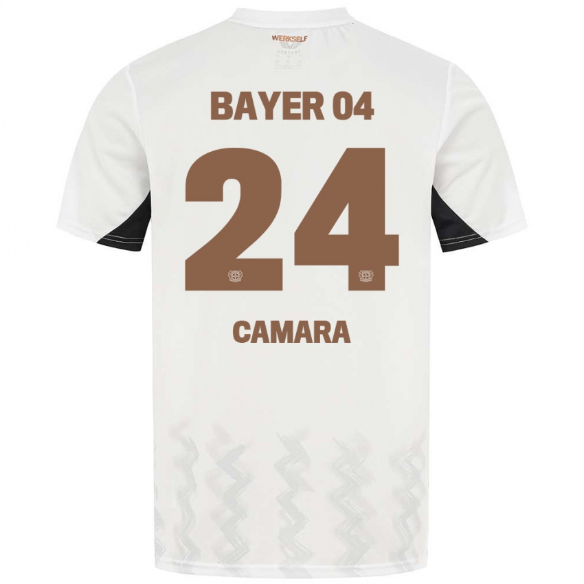 Niño Camiseta Nourdine Camara #24 Blanco Negro 2ª Equipación 2024/25 La Camisa Argentina