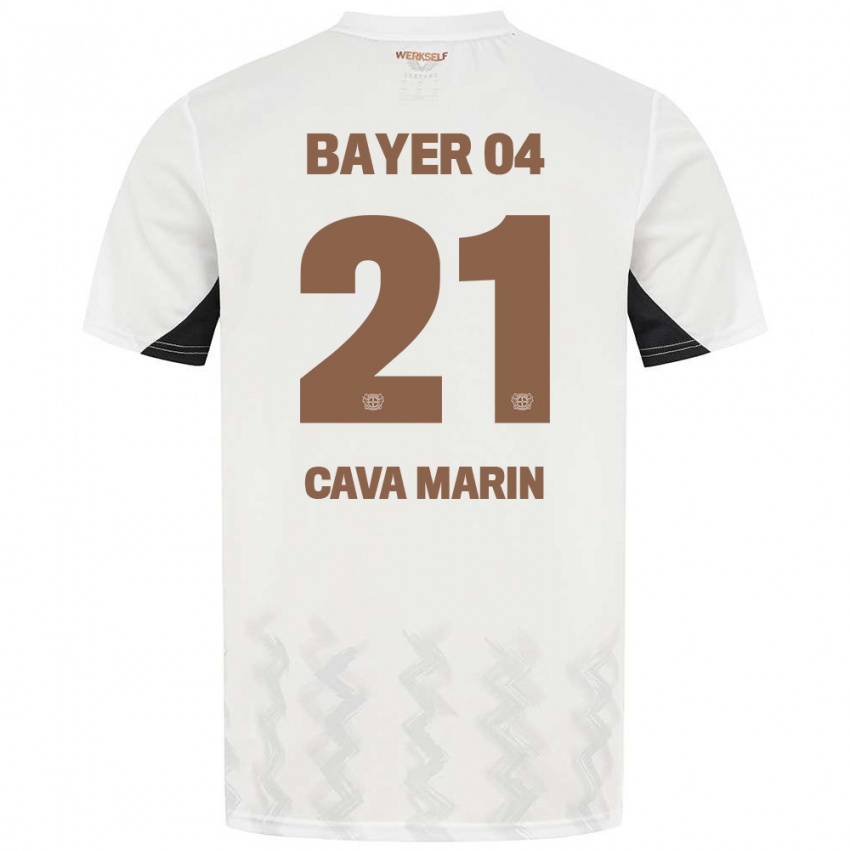 Niño Camiseta Sofia Cava Marin #21 Blanco Negro 2ª Equipación 2024/25 La Camisa Argentina