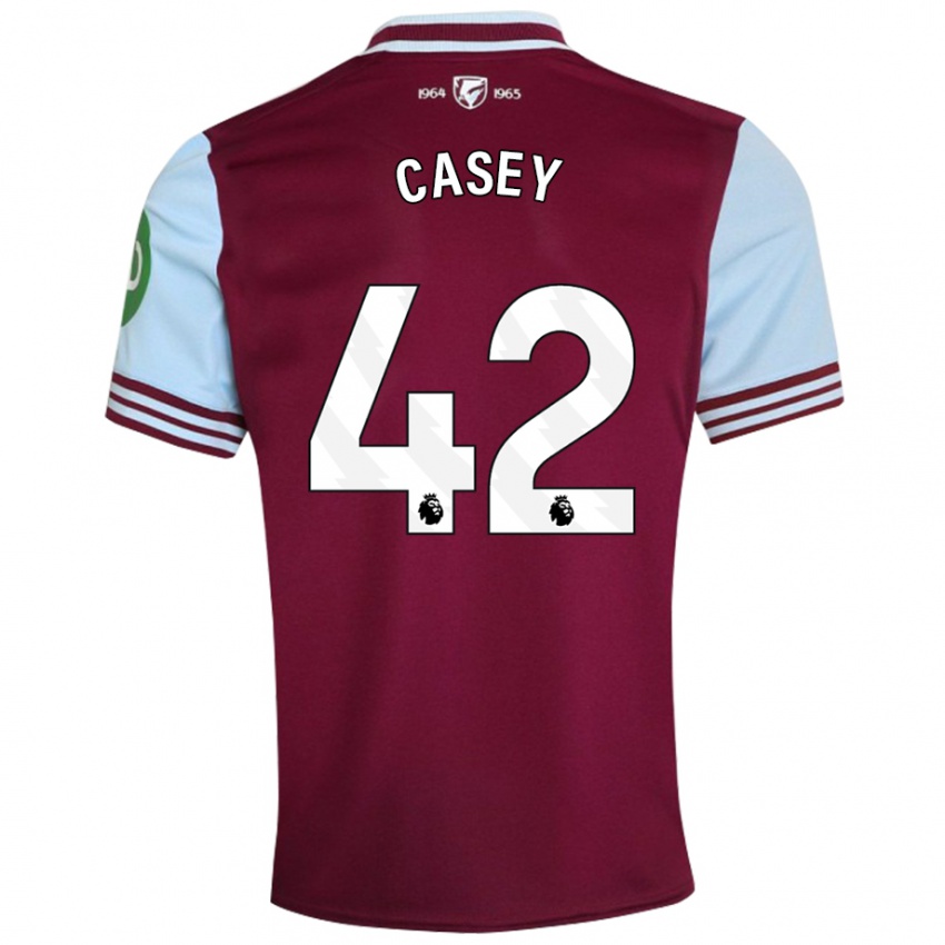 Hombre Camiseta Kaelan Casey #42 Rojo Oscuro 1ª Equipación 2024/25 La Camisa Argentina