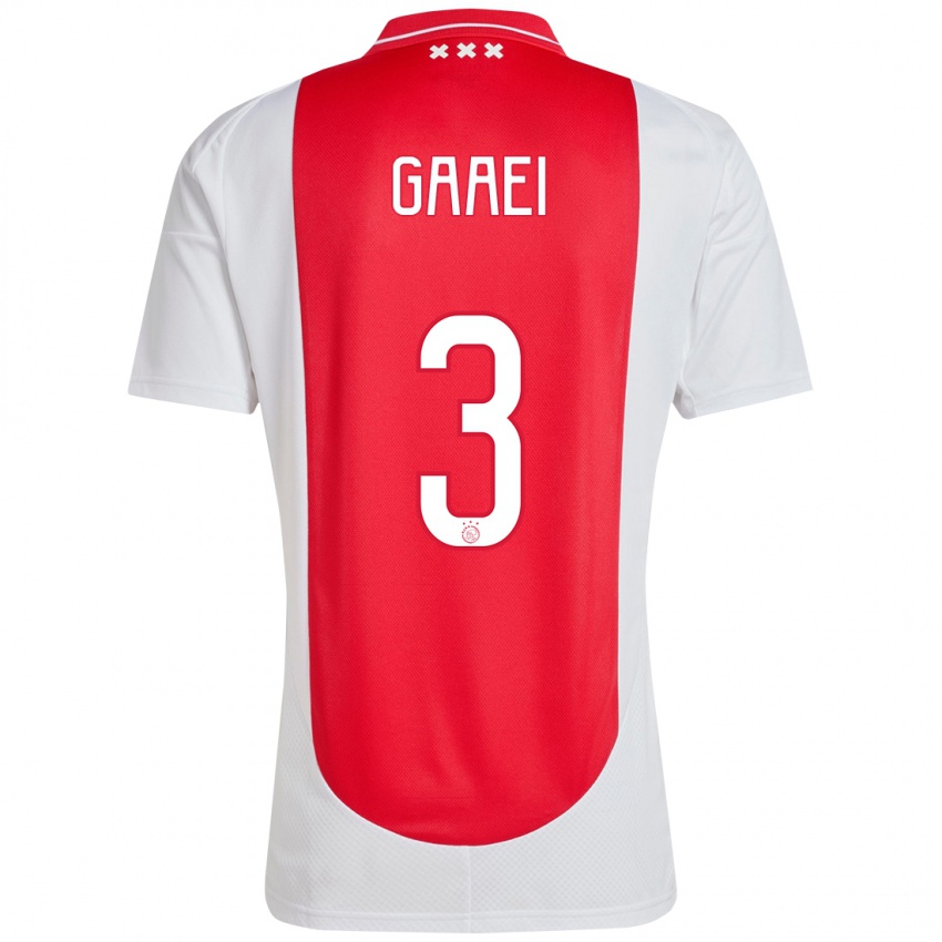 Hombre Camiseta Anton Gaaei #3 Rojo Blanco 1ª Equipación 2024/25 La Camisa Argentina