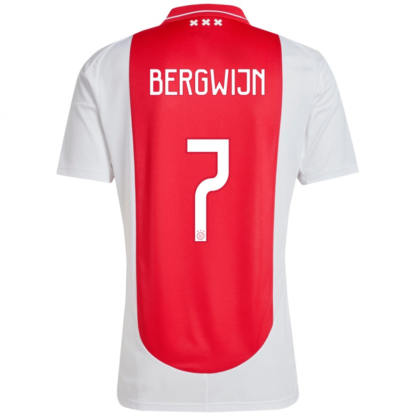 Hombre Camiseta Steven Bergwijn #7 Rojo Blanco 1ª Equipación 2024/25 La Camisa Argentina