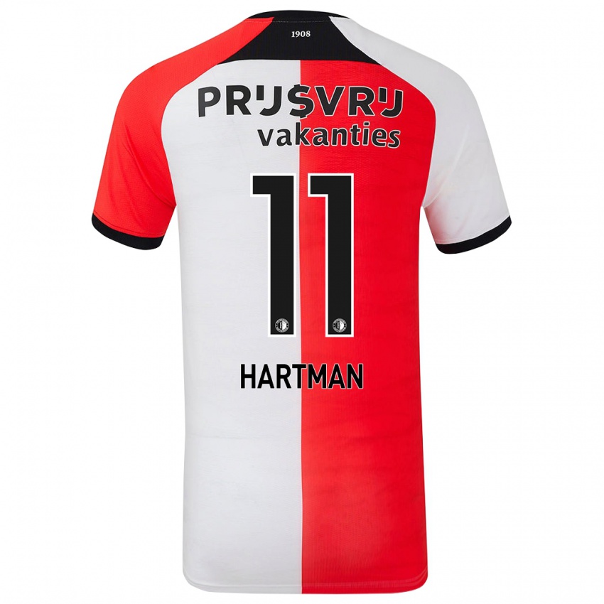 Hombre Camiseta Quilindschy Hartman #11 Rojo Blanco 1ª Equipación 2024/25 La Camisa Argentina