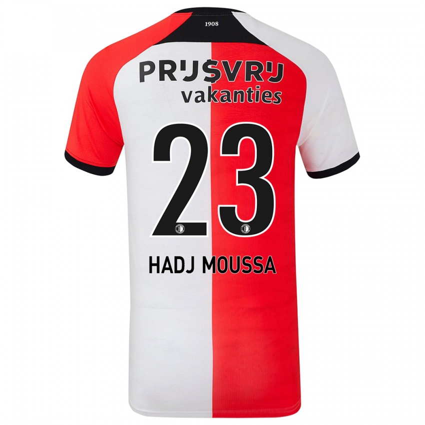 Hombre Camiseta Anis Hadj Moussa #23 Rojo Blanco 1ª Equipación 2024/25 La Camisa Argentina