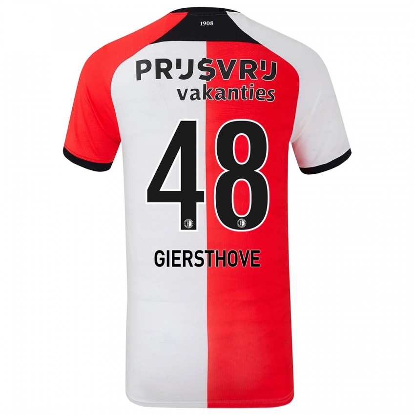 Hombre Camiseta Djomar Giersthove #48 Rojo Blanco 1ª Equipación 2024/25 La Camisa Argentina