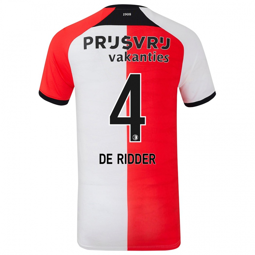 Hombre Camiseta Robine De Ridder #4 Rojo Blanco 1ª Equipación 2024/25 La Camisa Argentina