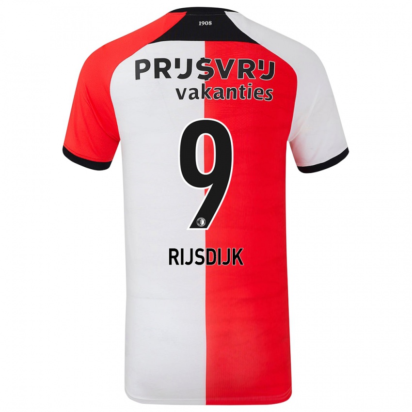 Hombre Camiseta Pia Rijsdijk #9 Rojo Blanco 1ª Equipación 2024/25 La Camisa Argentina