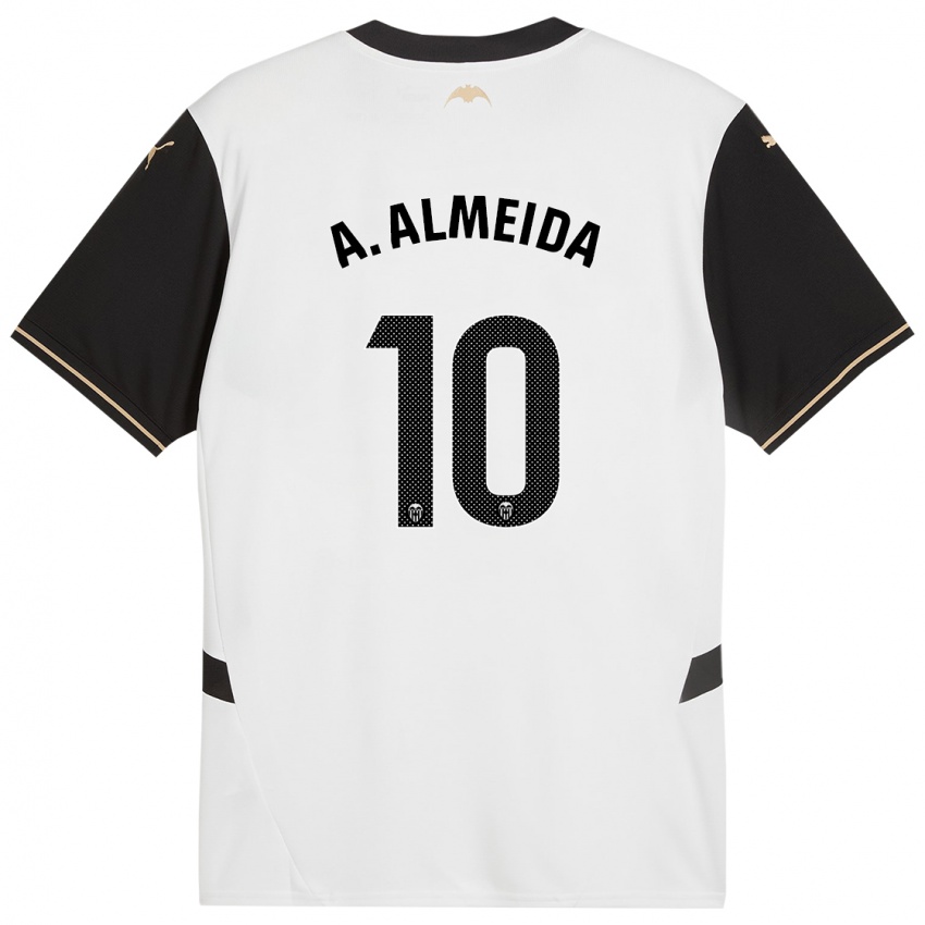 Hombre Camiseta André Almeida #10 Blanco Negro 1ª Equipación 2024/25 La Camisa Argentina