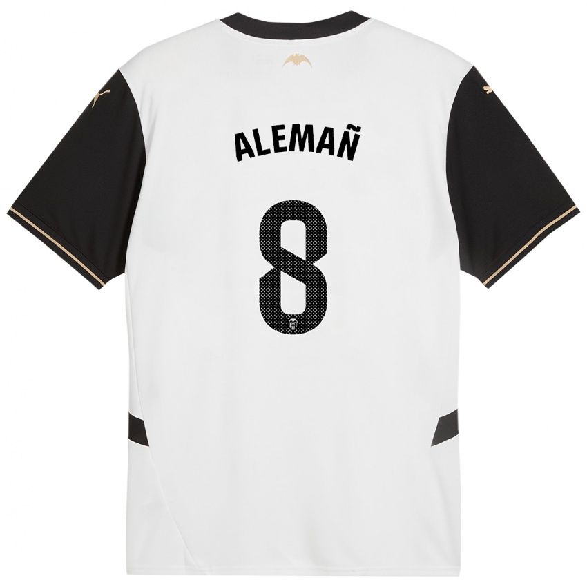 Hombre Camiseta Pedro Alemañ #8 Blanco Negro 1ª Equipación 2024/25 La Camisa Argentina