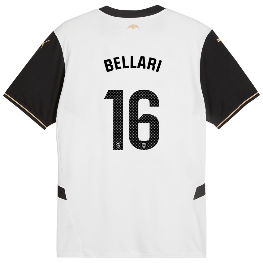 Hombre Camiseta Hamza Bellari #16 Blanco Negro 1ª Equipación 2024/25 La Camisa Argentina