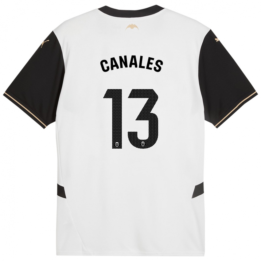 Hombre Camiseta Antonia Canales #13 Blanco Negro 1ª Equipación 2024/25 La Camisa Argentina