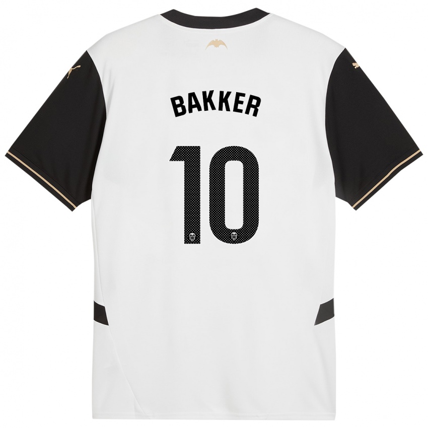 Hombre Camiseta Linda Bakker #10 Blanco Negro 1ª Equipación 2024/25 La Camisa Argentina