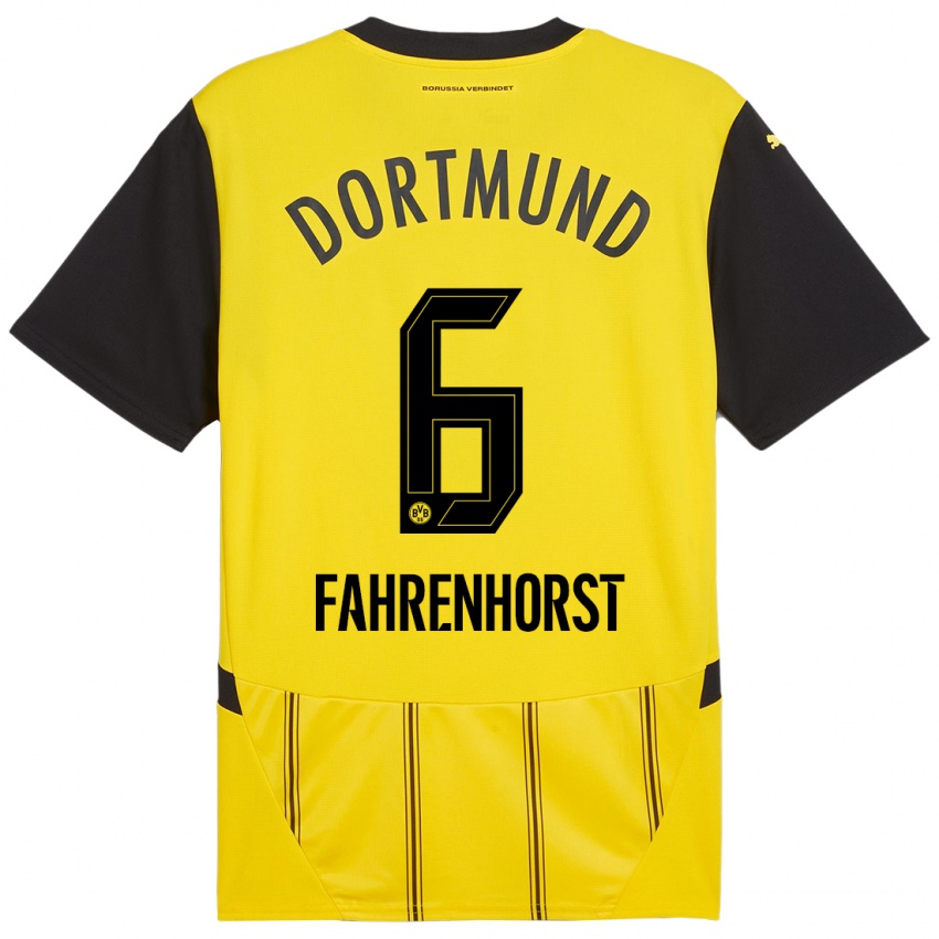 Hombre Camiseta Luke Fahrenhorst #6 Amarillo Negro 1ª Equipación 2024/25 La Camisa Argentina