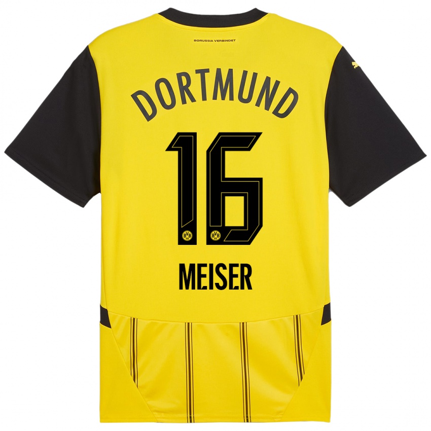 Hombre Camiseta Tyler Meiser #16 Amarillo Negro 1ª Equipación 2024/25 La Camisa Argentina