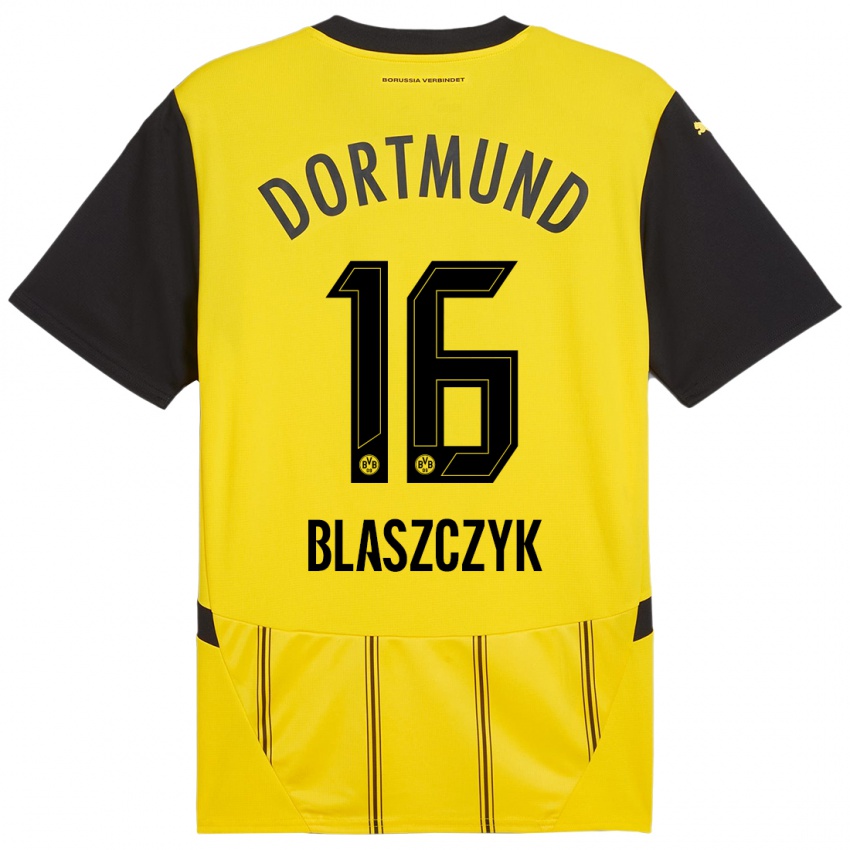 Hombre Camiseta Oliwer Blaszczyk #16 Amarillo Negro 1ª Equipación 2024/25 La Camisa Argentina