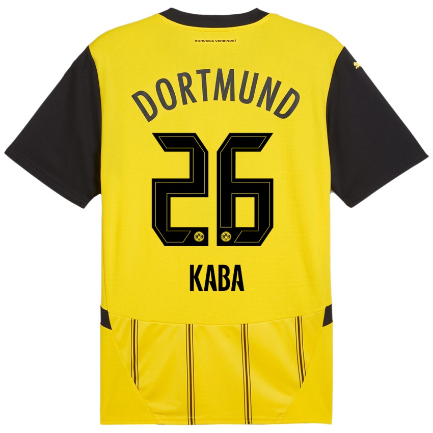 Hombre Camiseta Mussa Kaba #26 Amarillo Negro 1ª Equipación 2024/25 La Camisa Argentina